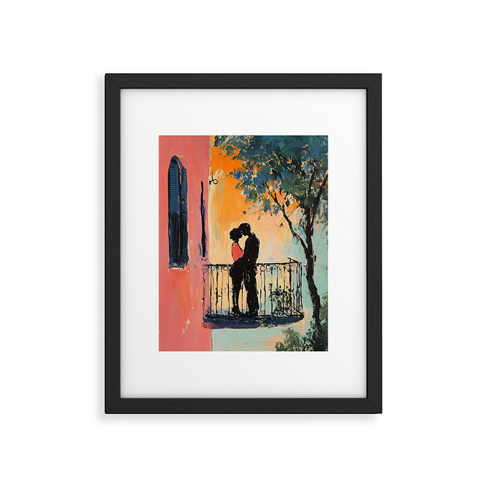 Sunset Balcony Lovers Framed Art Print Gallery Image 1