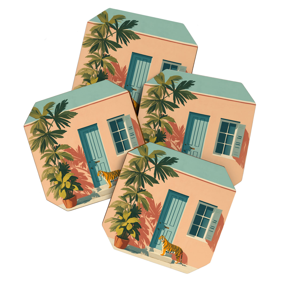 Tiger at Tropical Doorway Coaster Gallery Image 1