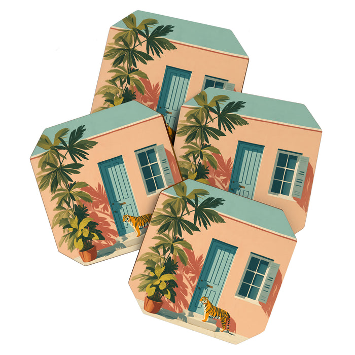 Tiger at Tropical Doorway Coaster Gallery Image 1