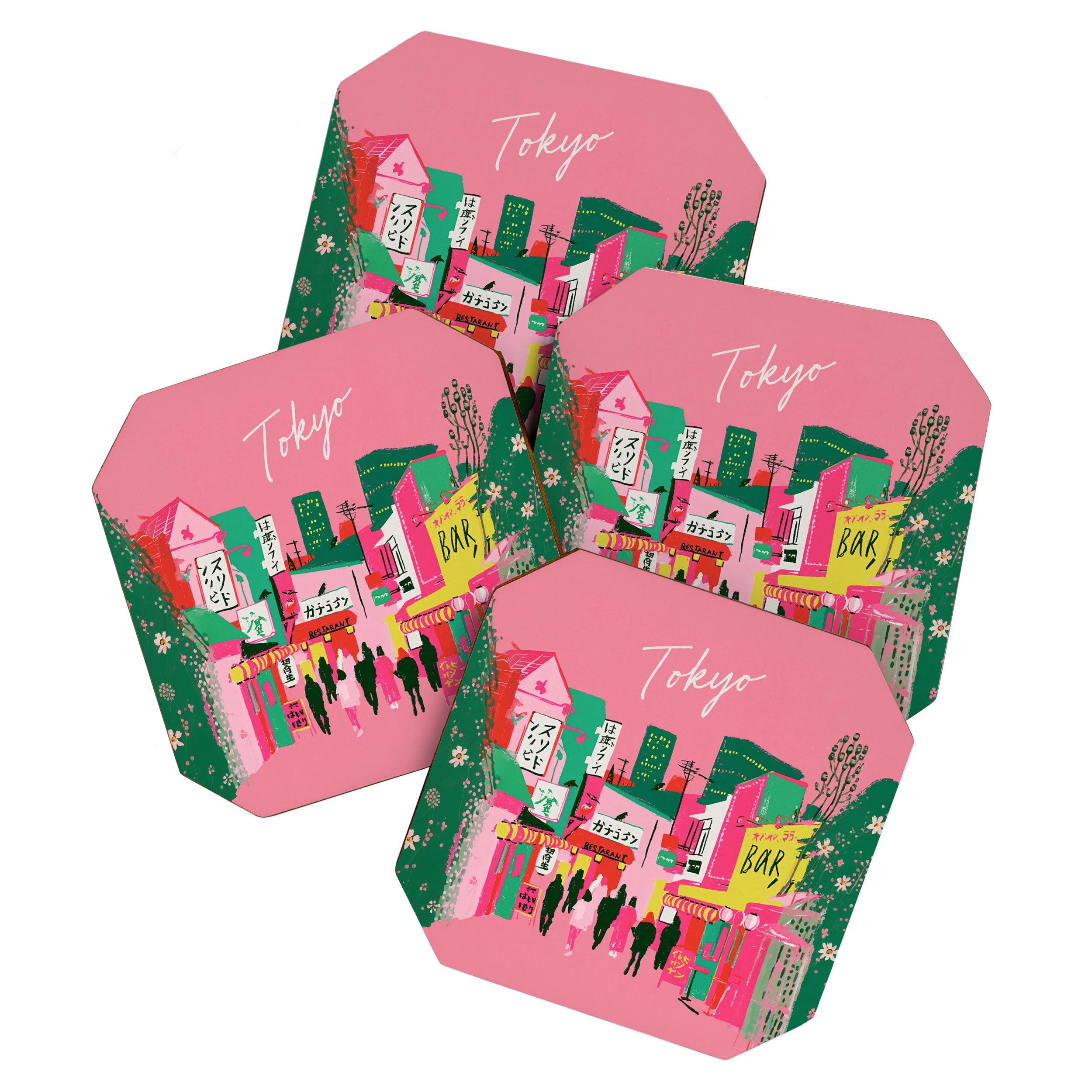 Tokyo Nights Vibrant Urban Illustration Coaster Gallery Image 1