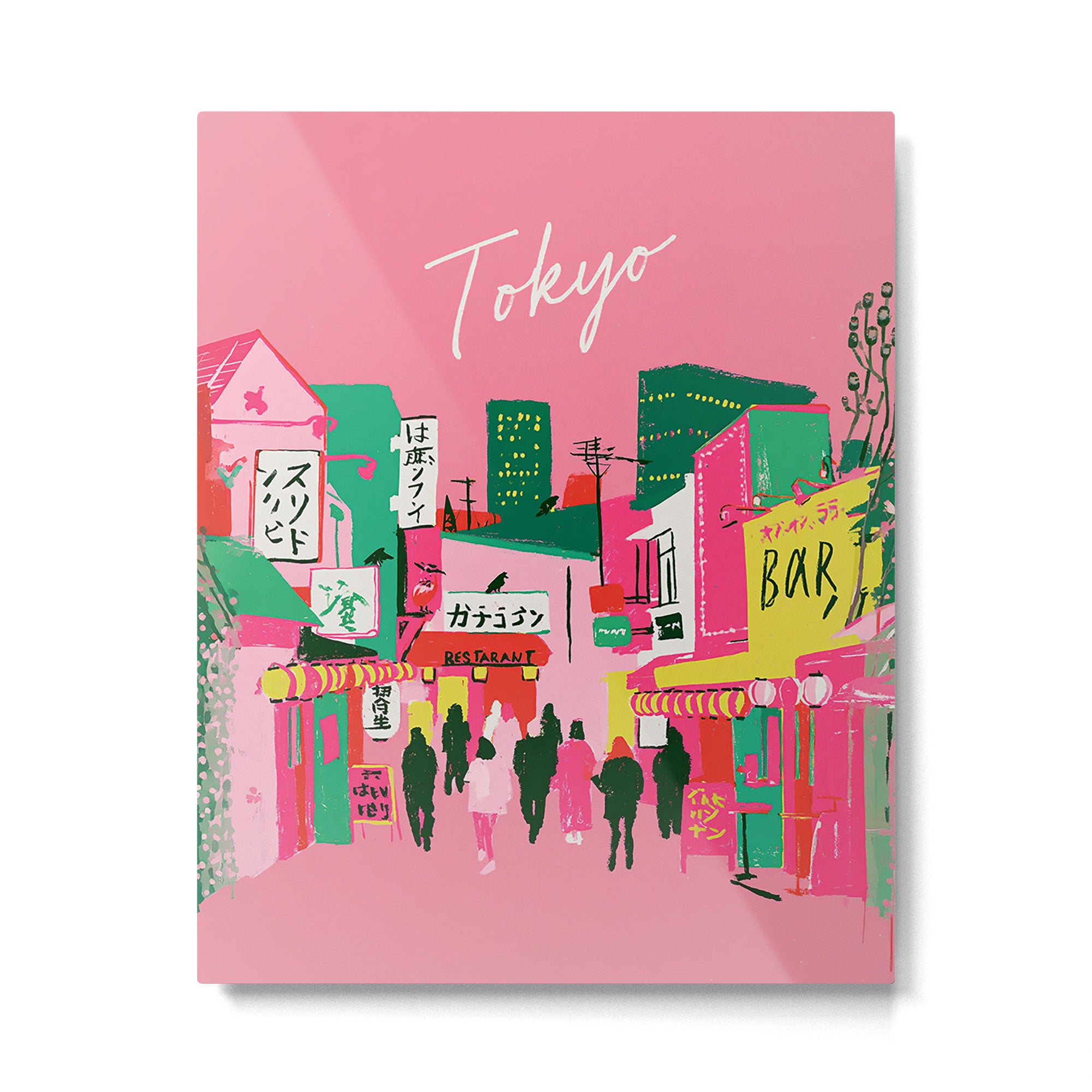 Tokyo Nights Vibrant Urban Illustration Metal Print Gallery Image 4