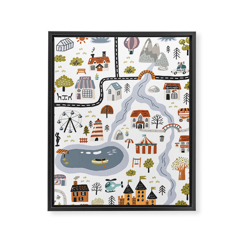 Town Map Framed Canvas Print Gallery Image 6