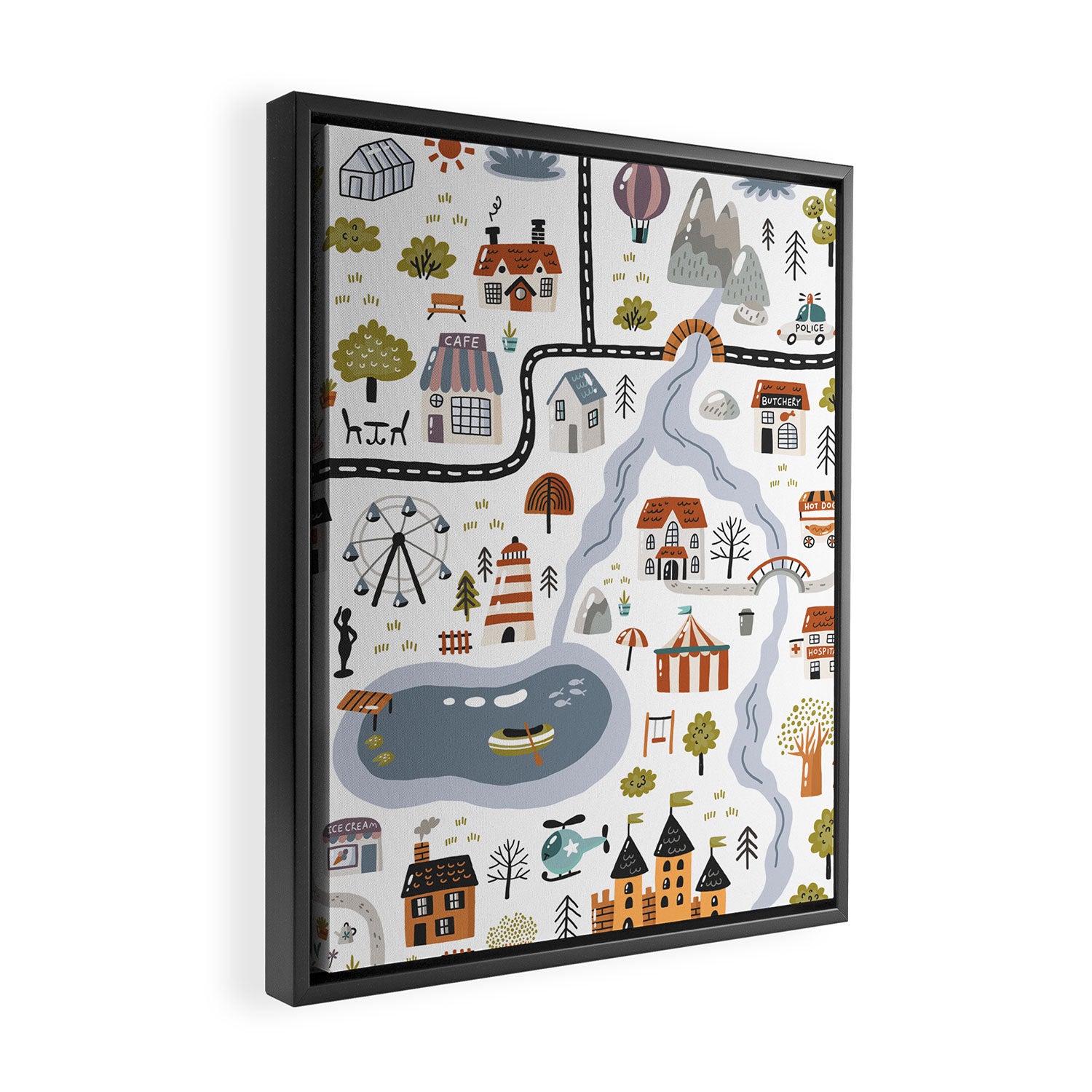 Town Map Framed Canvas Print Gallery Image 2