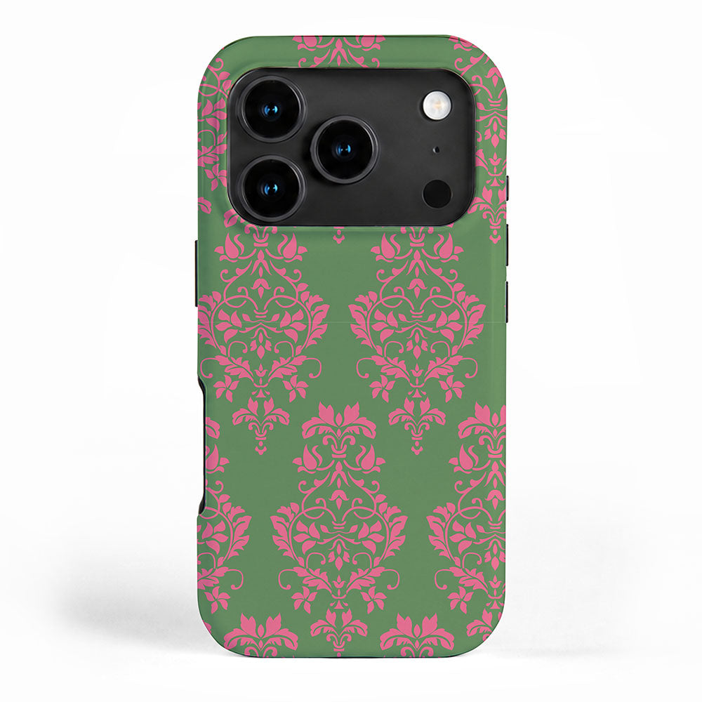 Victorian Pink Green Damask Pattern iPhone Case Gallery Image 1