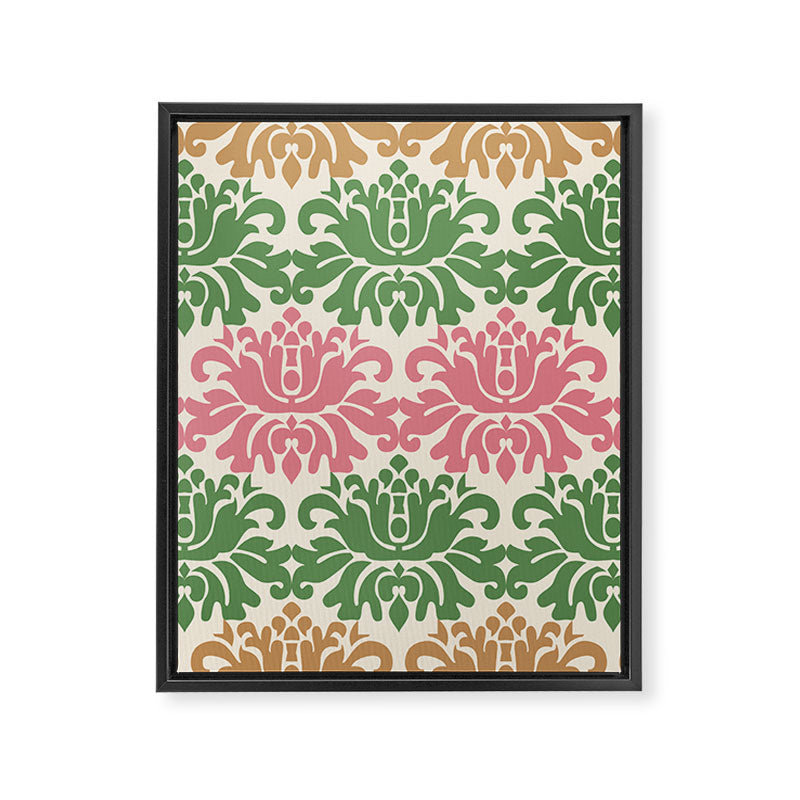 Vintage Damask Floral Pattern Framed Canvas Print Gallery Image 8