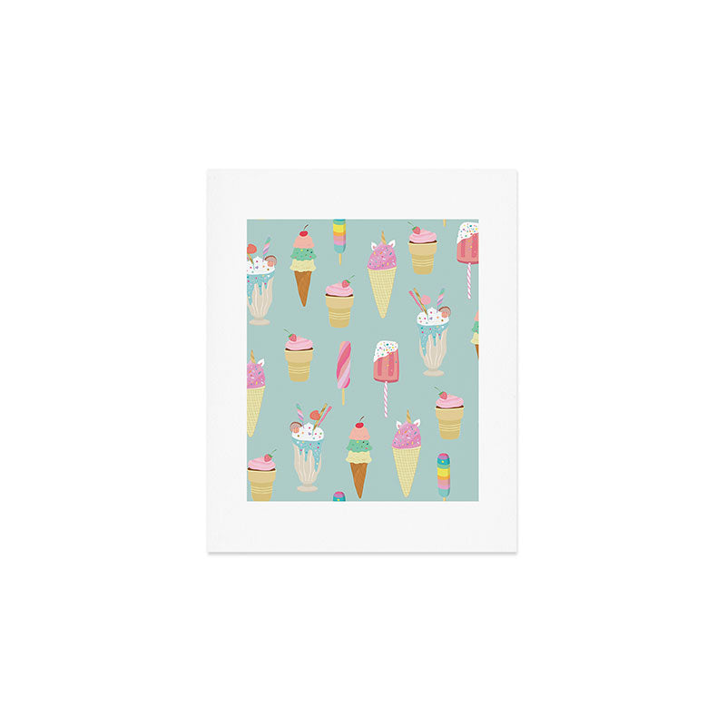 Vintage Ice Cream Pattern Art Print Gallery Image 1