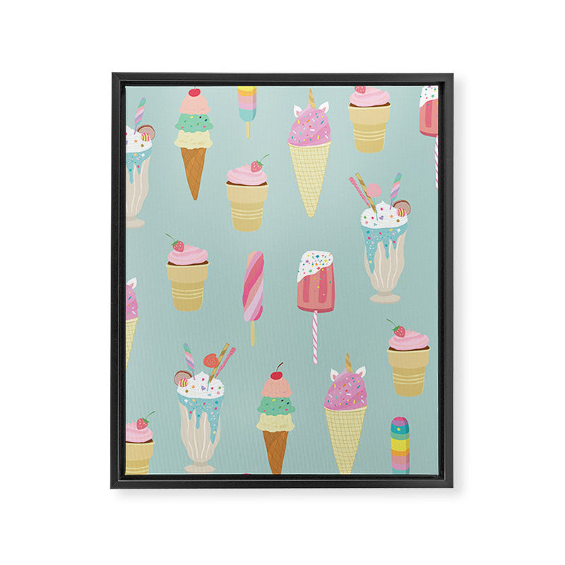 Vintage Ice Cream Pattern Framed Canvas Print Gallery Image 8