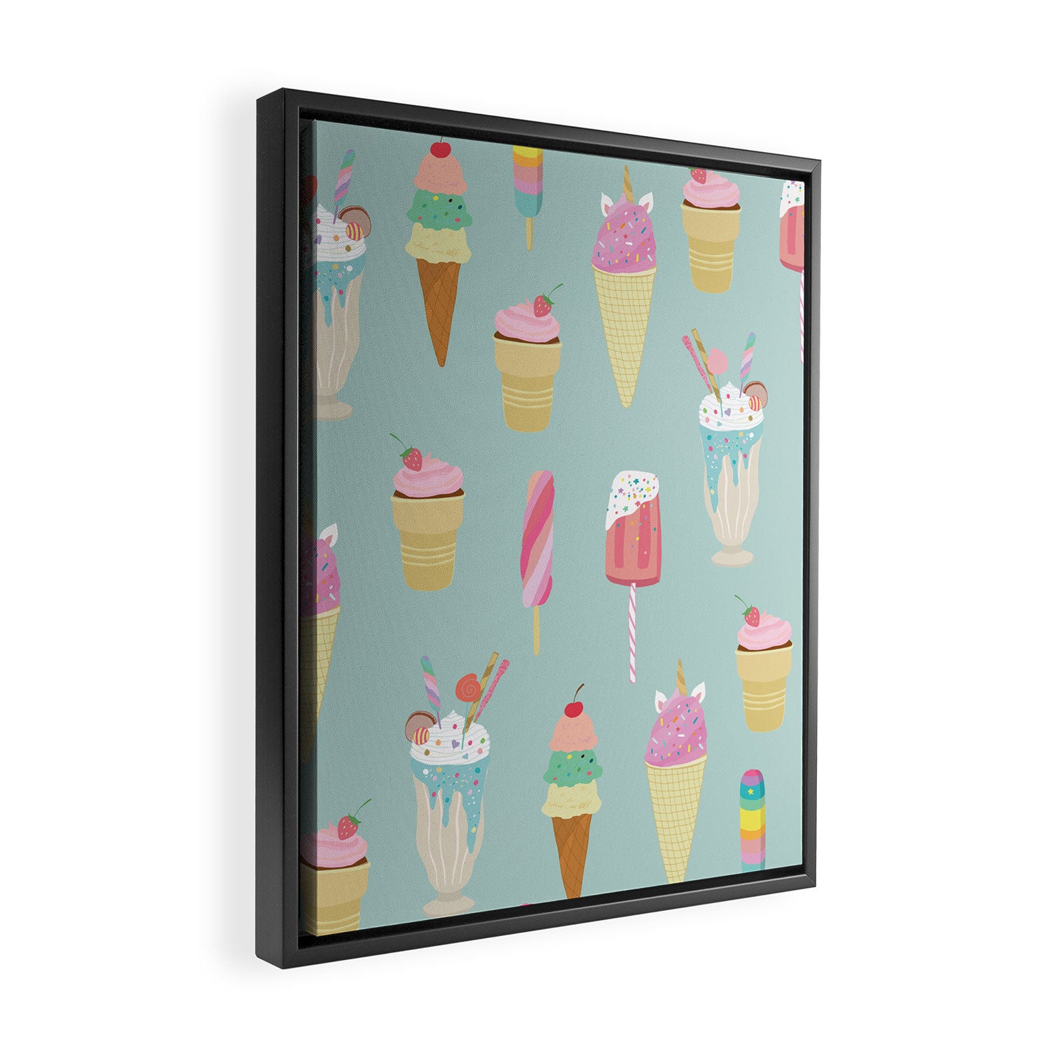 Vintage Ice Cream Pattern Framed Canvas Print Gallery Image 2