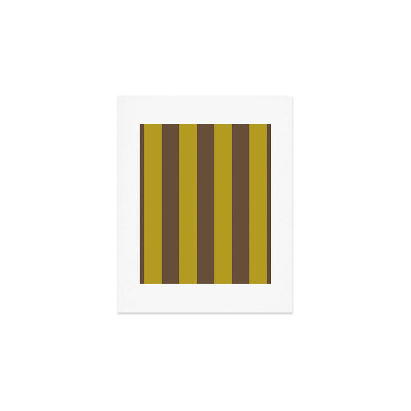 Vintage Moss and Coffee Stripes Art Print Gallery Image 1