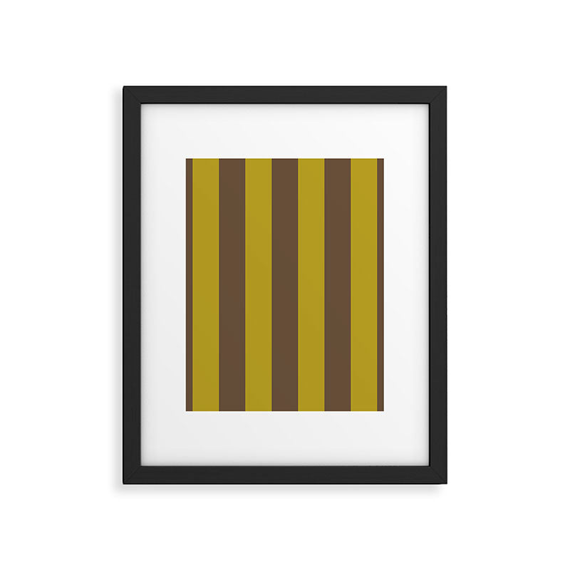 Vintage Moss and Coffee Stripes Framed Art Print Gallery Image 6