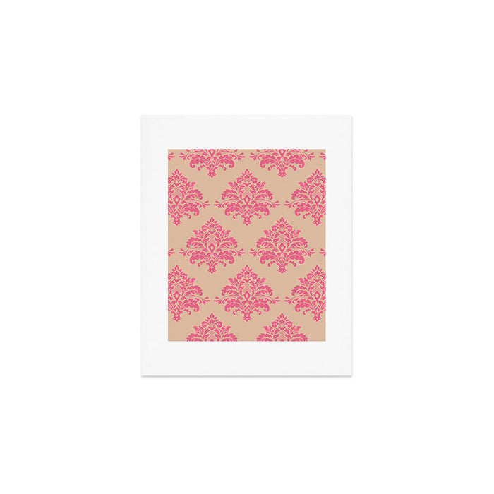 Vintage Pink Damask Pattern Art Print Gallery Image 1