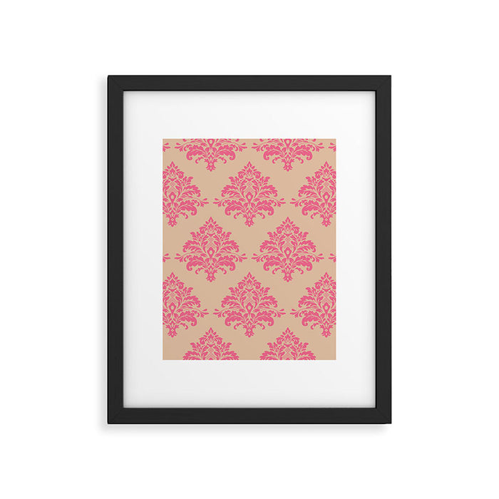 Vintage Pink Damask Pattern Framed Art Print Gallery Image 1