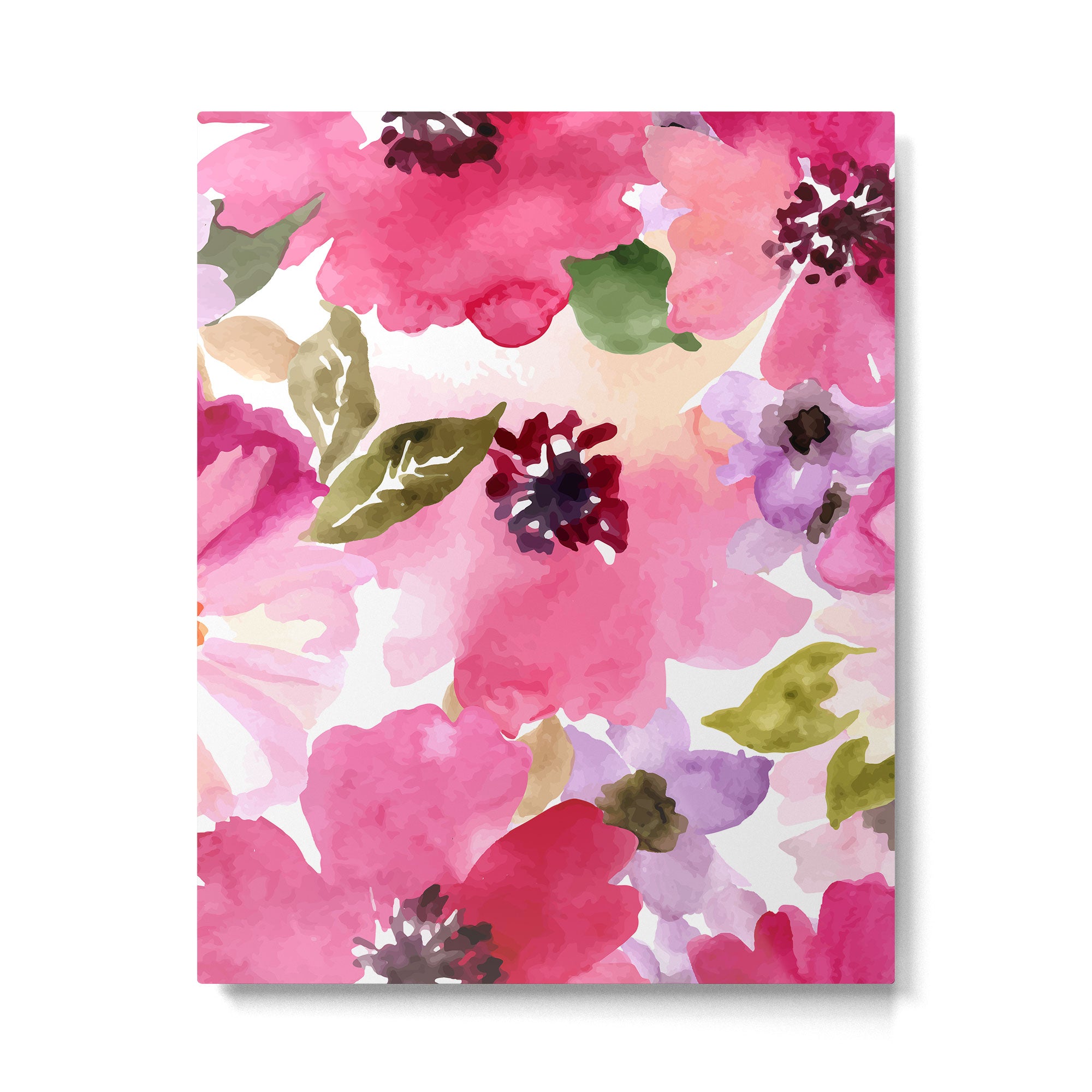 Watercolor Flowers Pink Fuchsia Metal Print Gallery Image 6