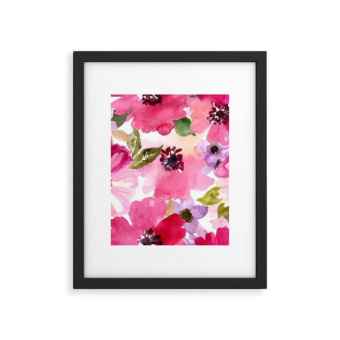 Watercolor Flowers Pink Fuchsia Framed Art Print Gallery Image 1