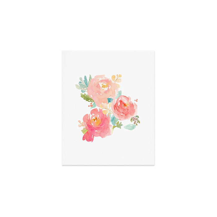 Watercolor Peonies Summer Bouquet Art Print Gallery Image 1