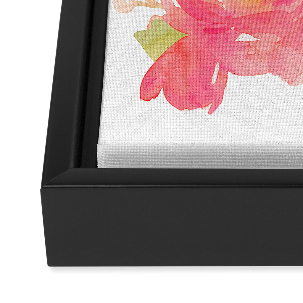Watercolor Peonies Summer Bouquet Framed Canvas Print Gallery Image 3