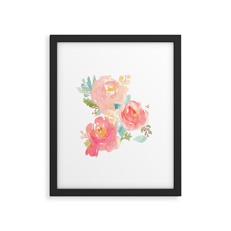 Watercolor Peonies Summer Bouquet Framed Art Print Gallery Image 4
