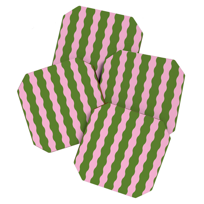Wavy Retro Striped Pattern Coaster Gallery Image 1