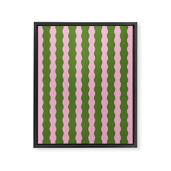Wavy Retro Striped Pattern Framed Canvas Print Gallery Image 1