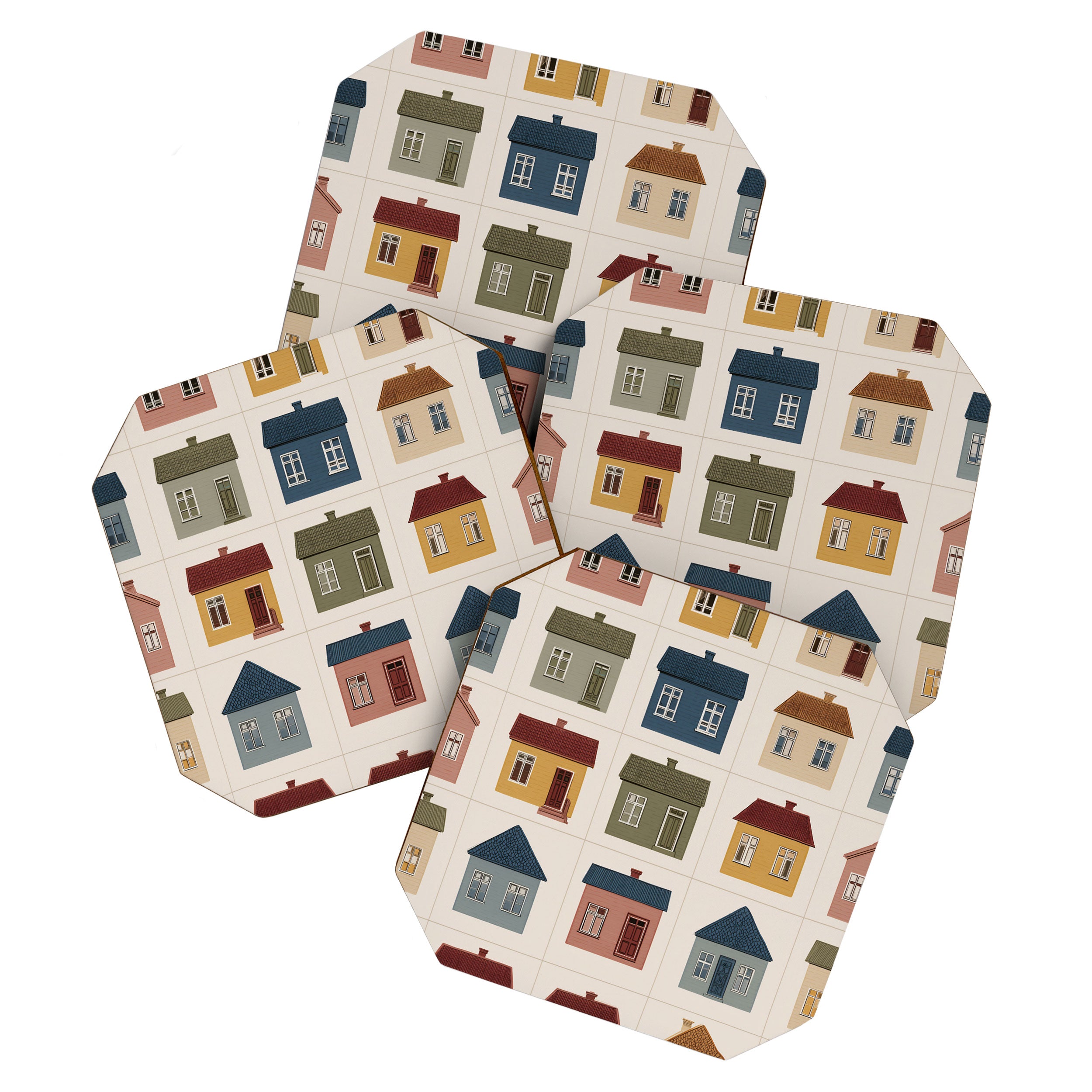 Whimsical Cottage Grid - Cozy Heirloom Coaster Gallery Image 1