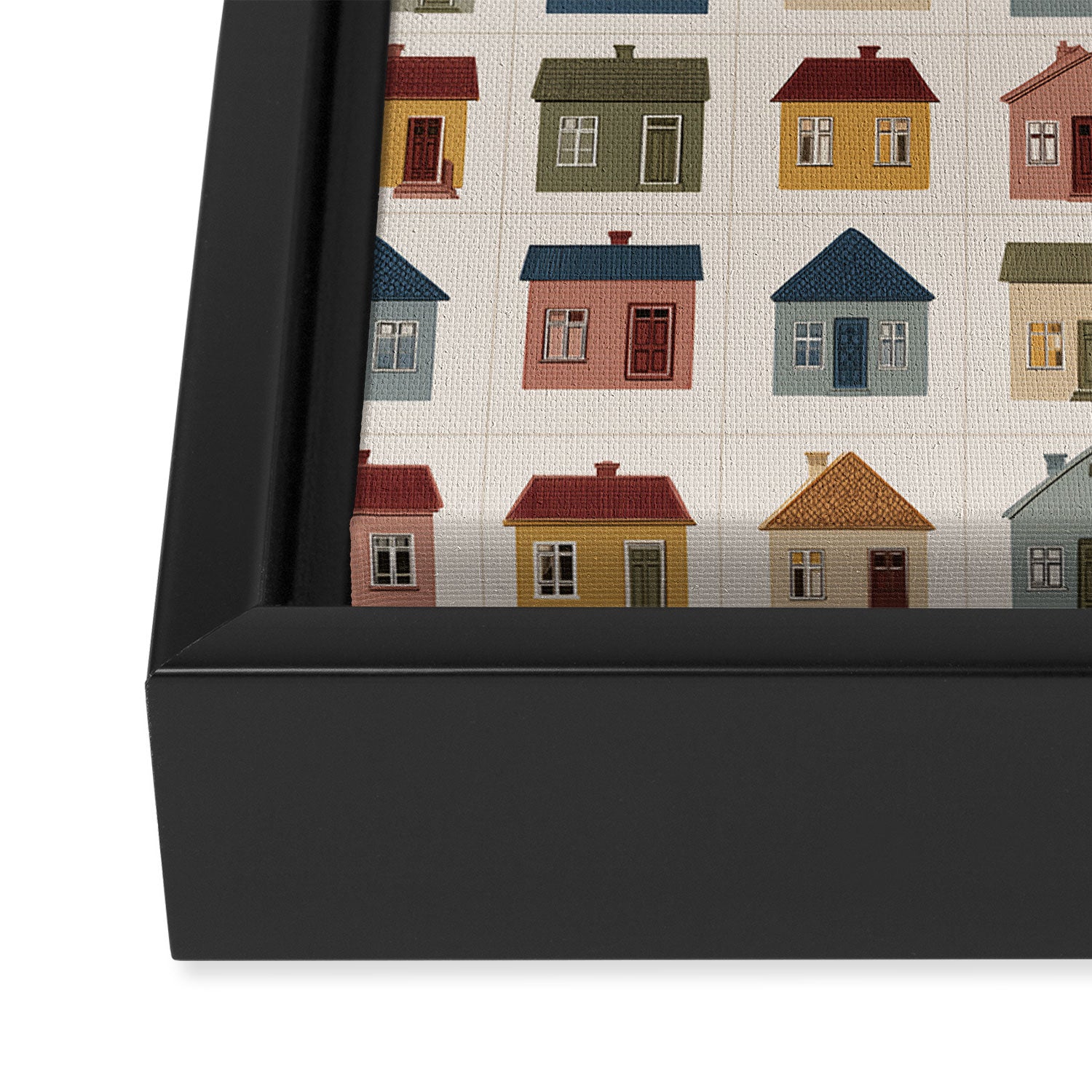 Whimsical Cottage Grid - Cozy Heirloom Framed Canvas Print Gallery Image 3