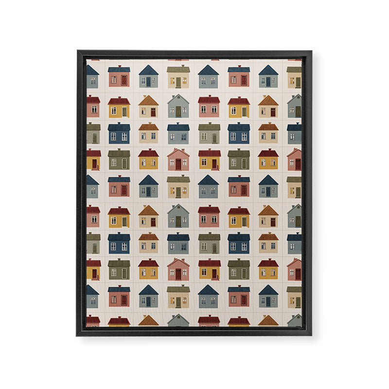 Whimsical Cottage Grid - Cozy Heirloom Framed Canvas Print Gallery Image 8