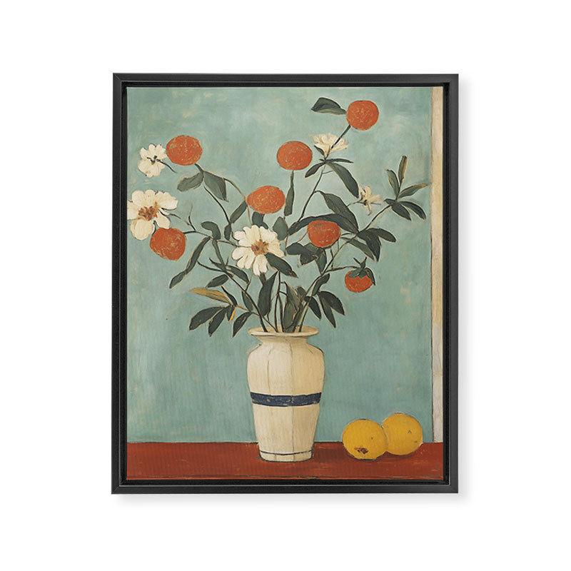 Winter Citrus and Petal Harmony Framed Canvas Print Gallery Image 8