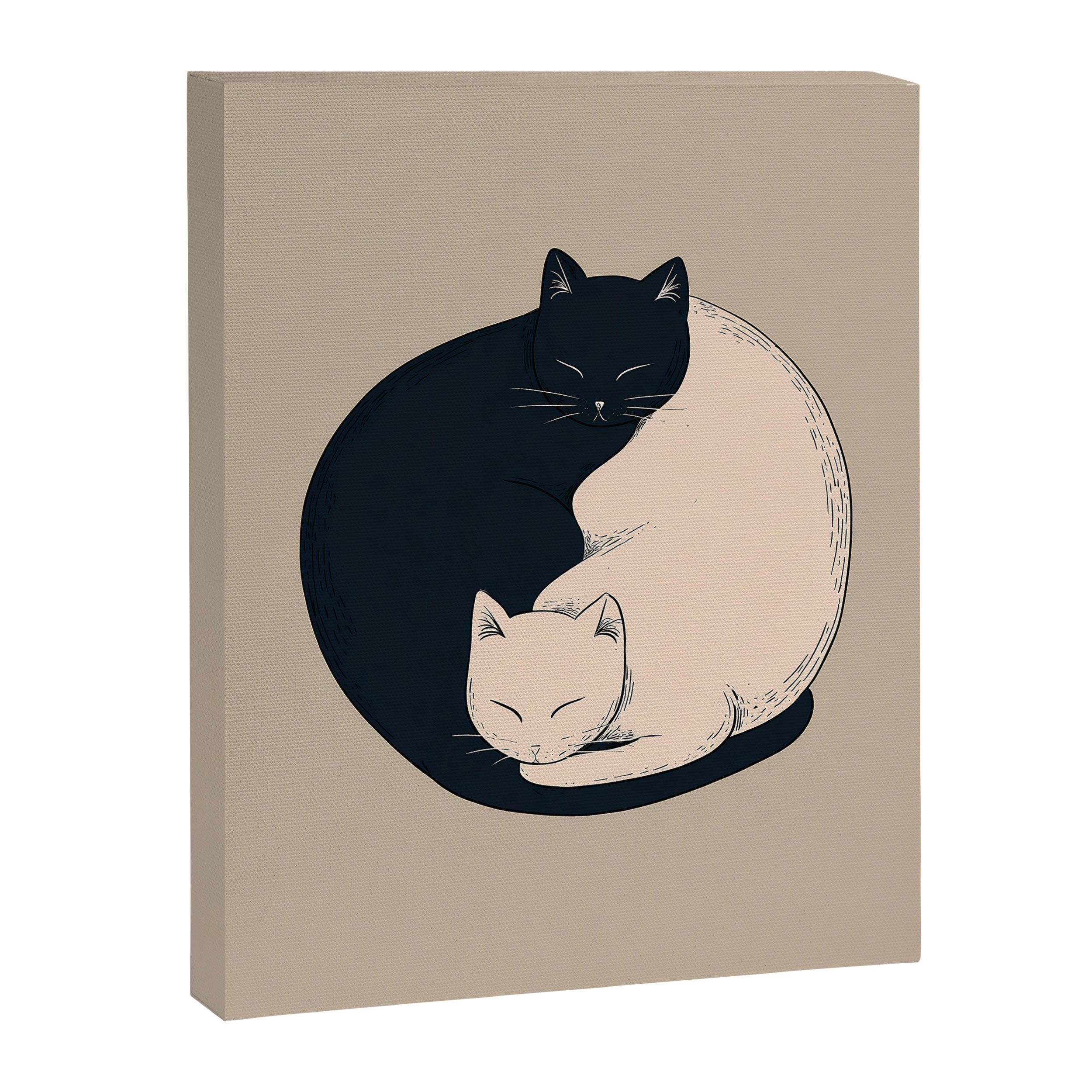 Yin Yang Cats Illustration Canvas Print Gallery Image 6