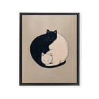 Yin Yang Cats Illustration Framed Canvas Print Gallery Image 6