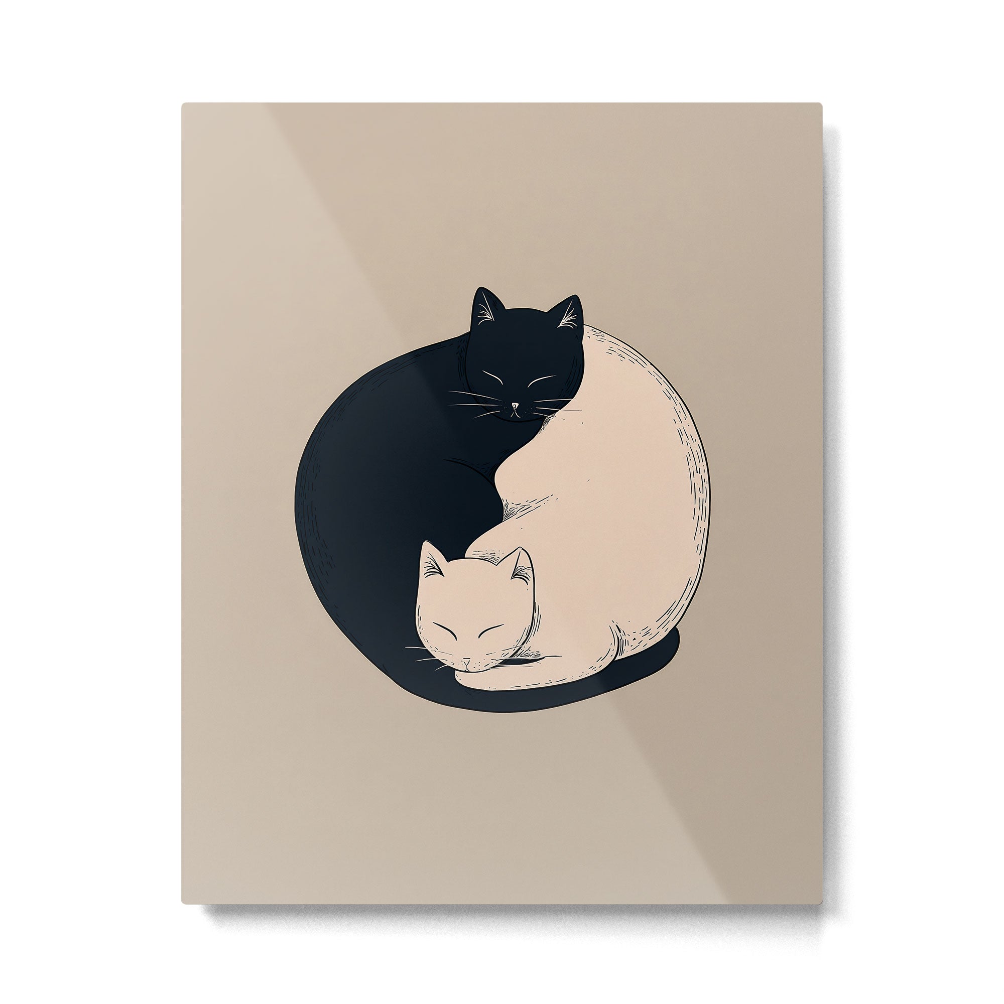 Yin Yang Cats Illustration Metal Print Gallery Image 4