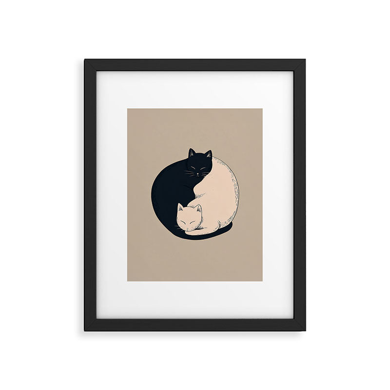 Yin Yang Cats Illustration Framed Art Print Gallery Image 5