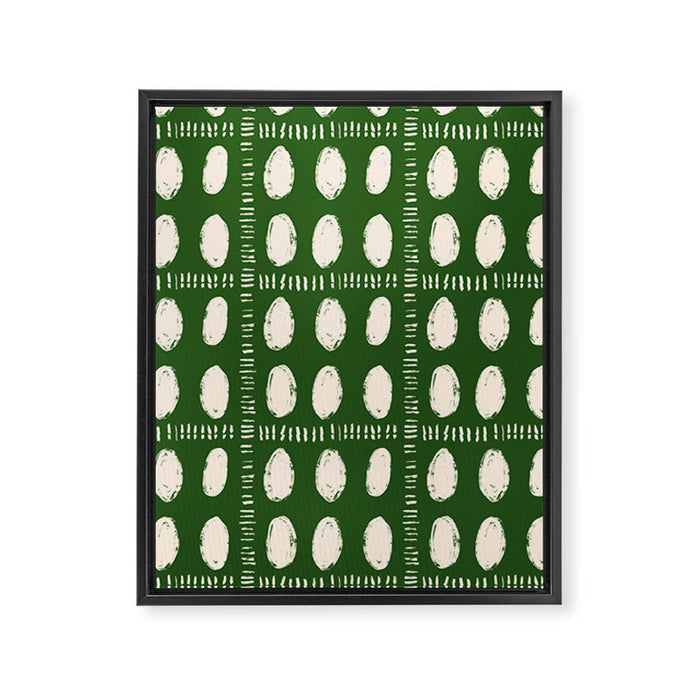 Green Boho Quilt Pattern Framed Canvas Print Gallery Image 1