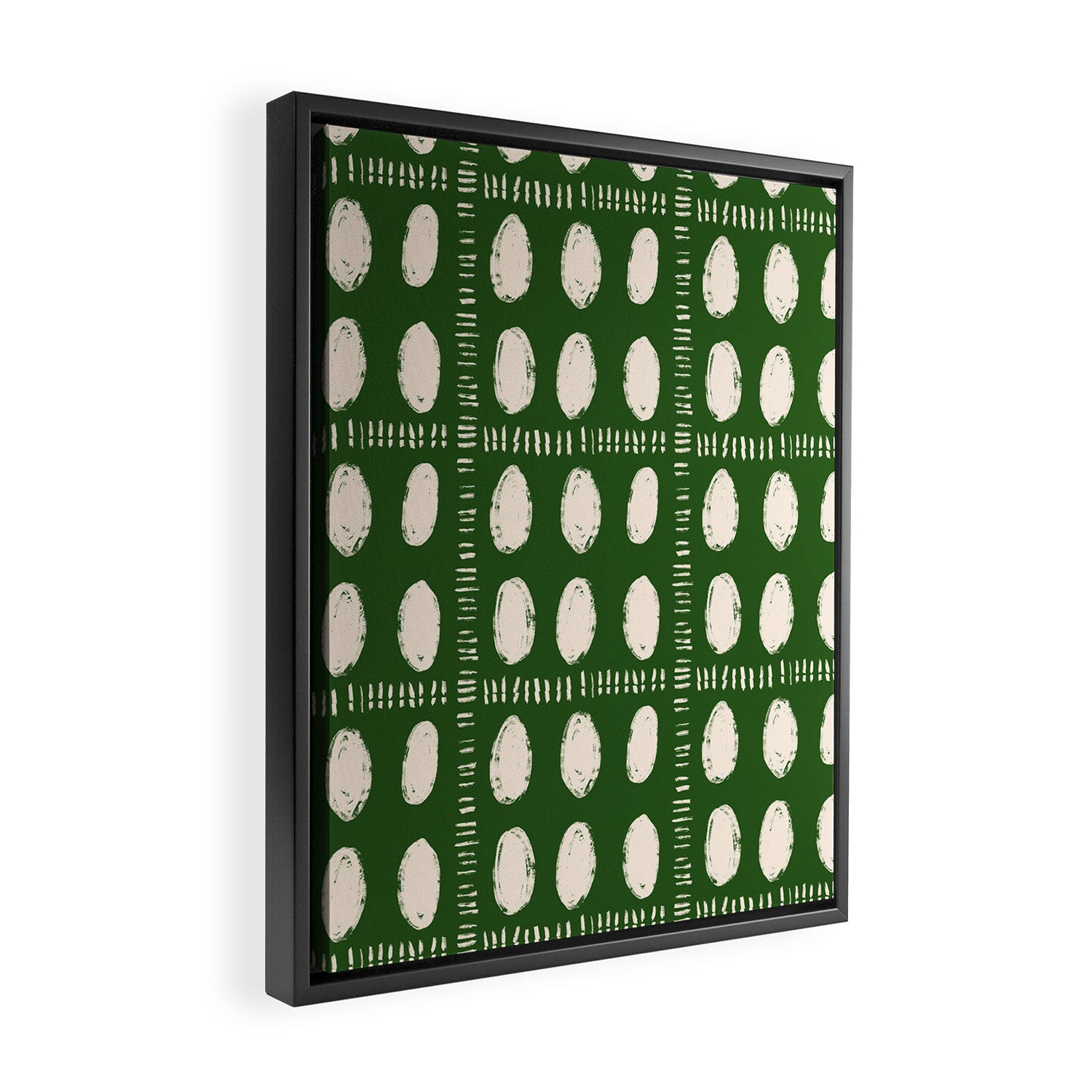 Green Boho Quilt Pattern Framed Canvas Print Gallery Image 2