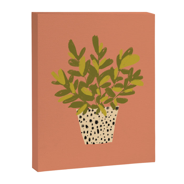 ZZ Plant Art on Terra cotta background Canvas Print Gallery Image 1