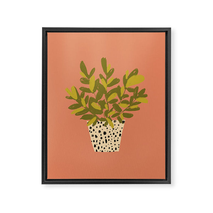 ZZ Plant Art on Terra cotta background Framed Canvas Print Gallery Image 1
