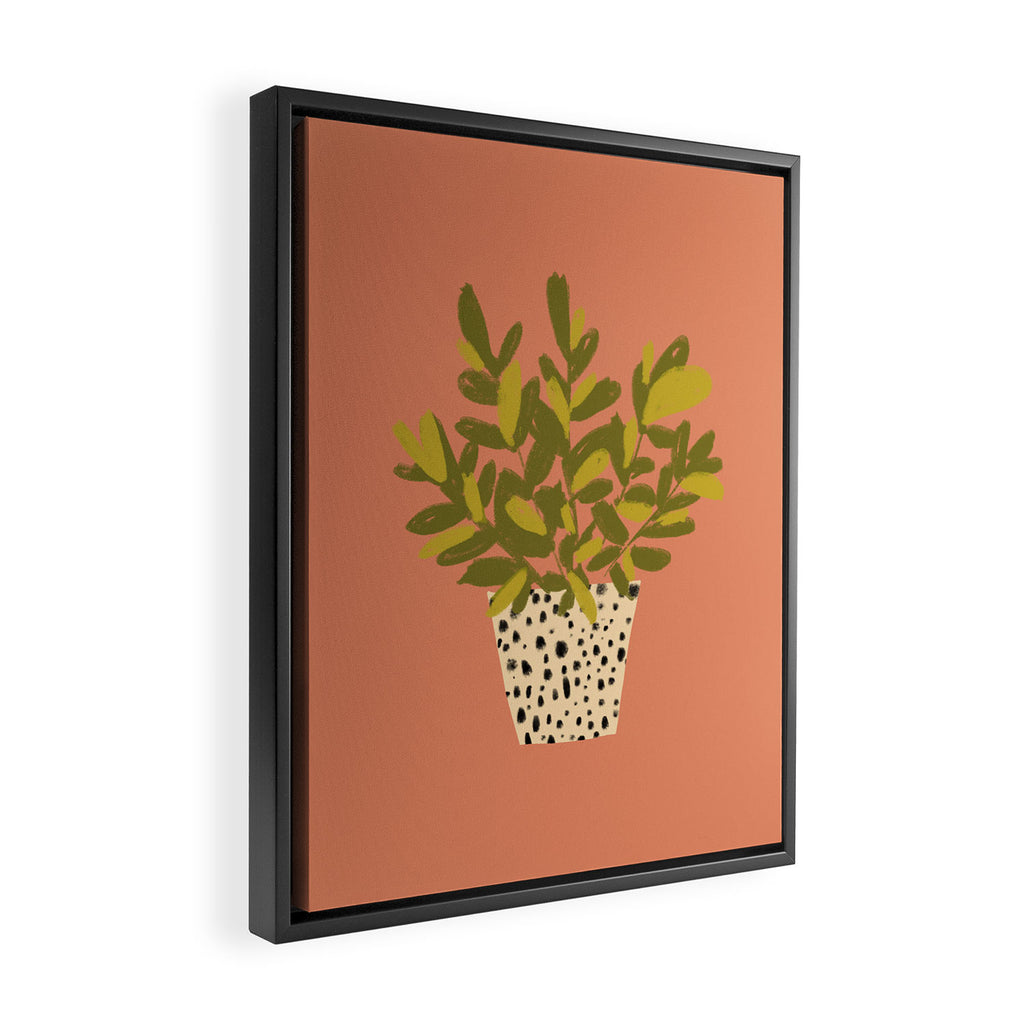 ZZ Plant Art on Terra cotta background Framed Canvas Print Gallery Image 2