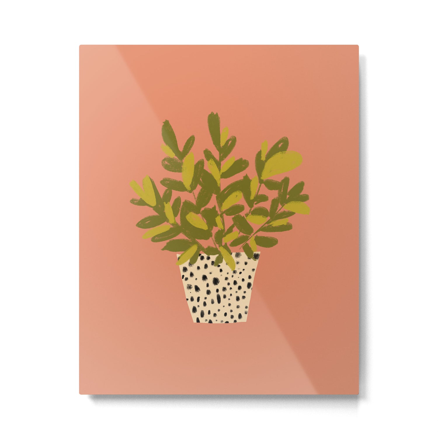 ZZ Plant Art on Terra cotta background Metal Print Gallery Image 6