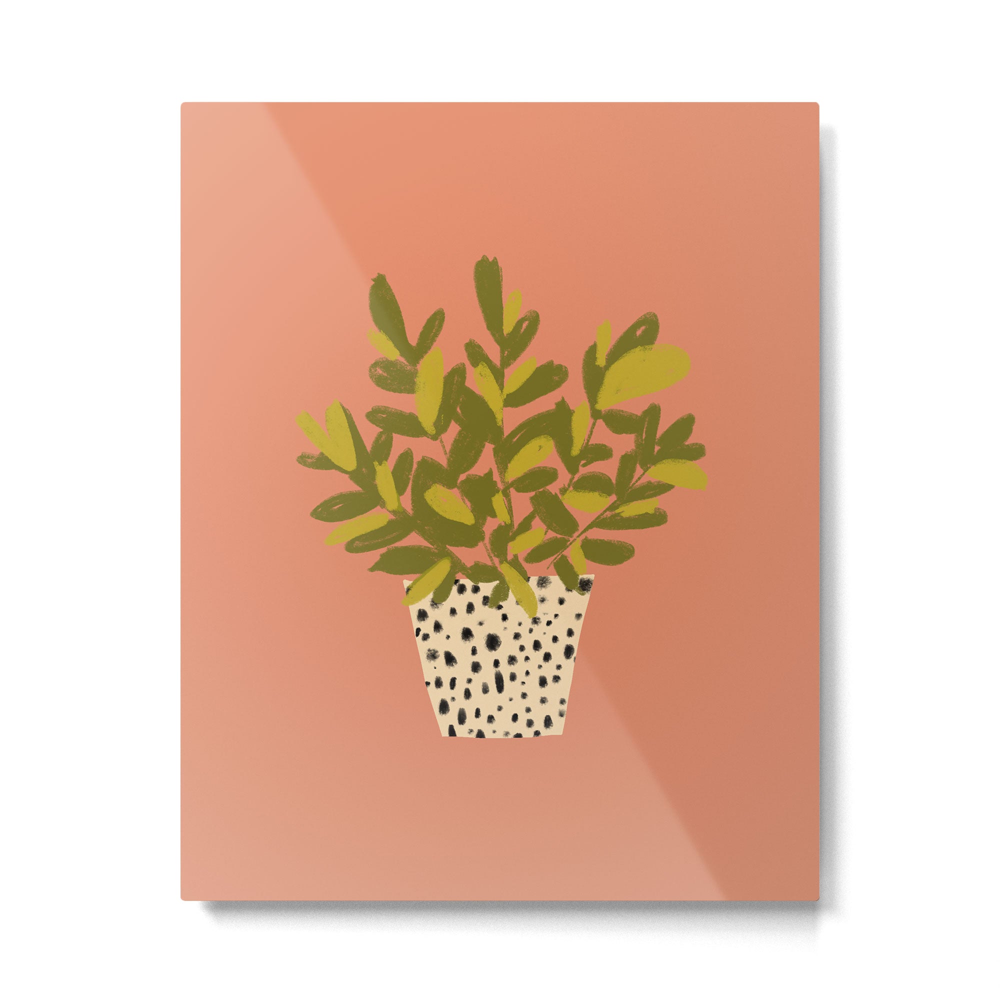ZZ Plant Art on Terra cotta background Metal Print Gallery Image 6