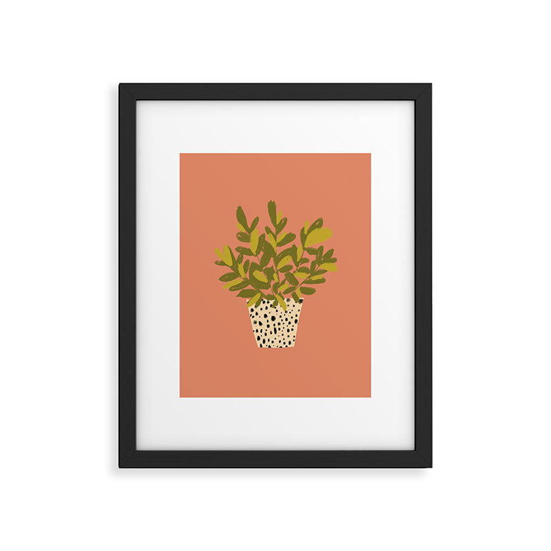ZZ Plant Art on Terra cotta background Framed Art Print Gallery Image 6