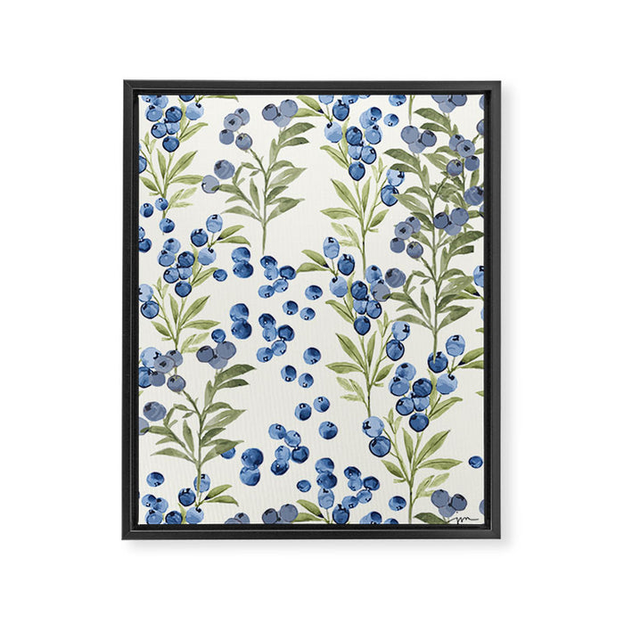 âWild Blueberryâ - Botanical Pattern Framed Canvas Print Gallery Image 1