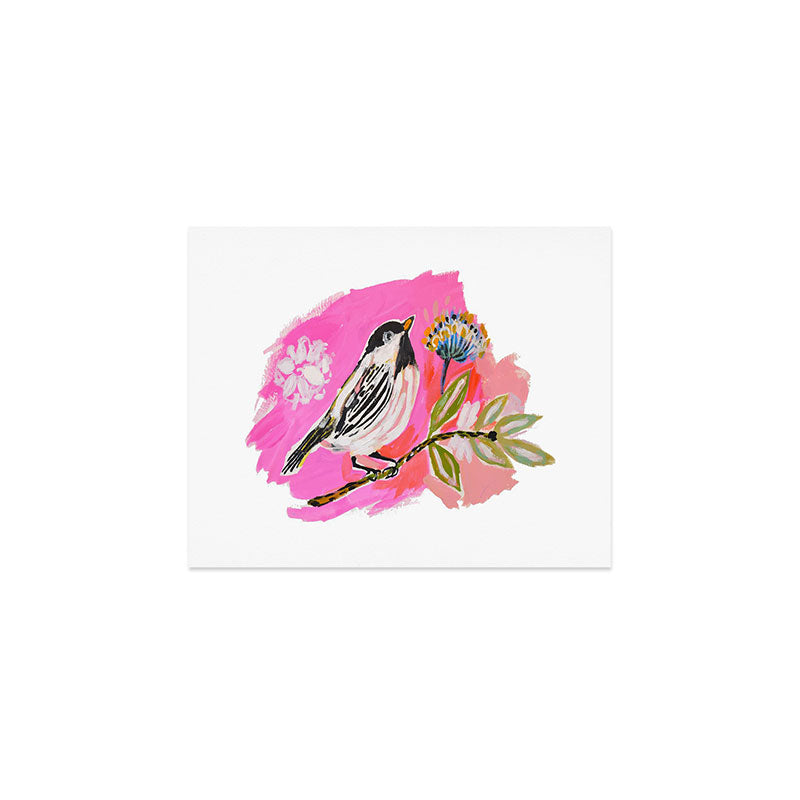 Bird on a Flower Branch Art Print Gallery Image 1