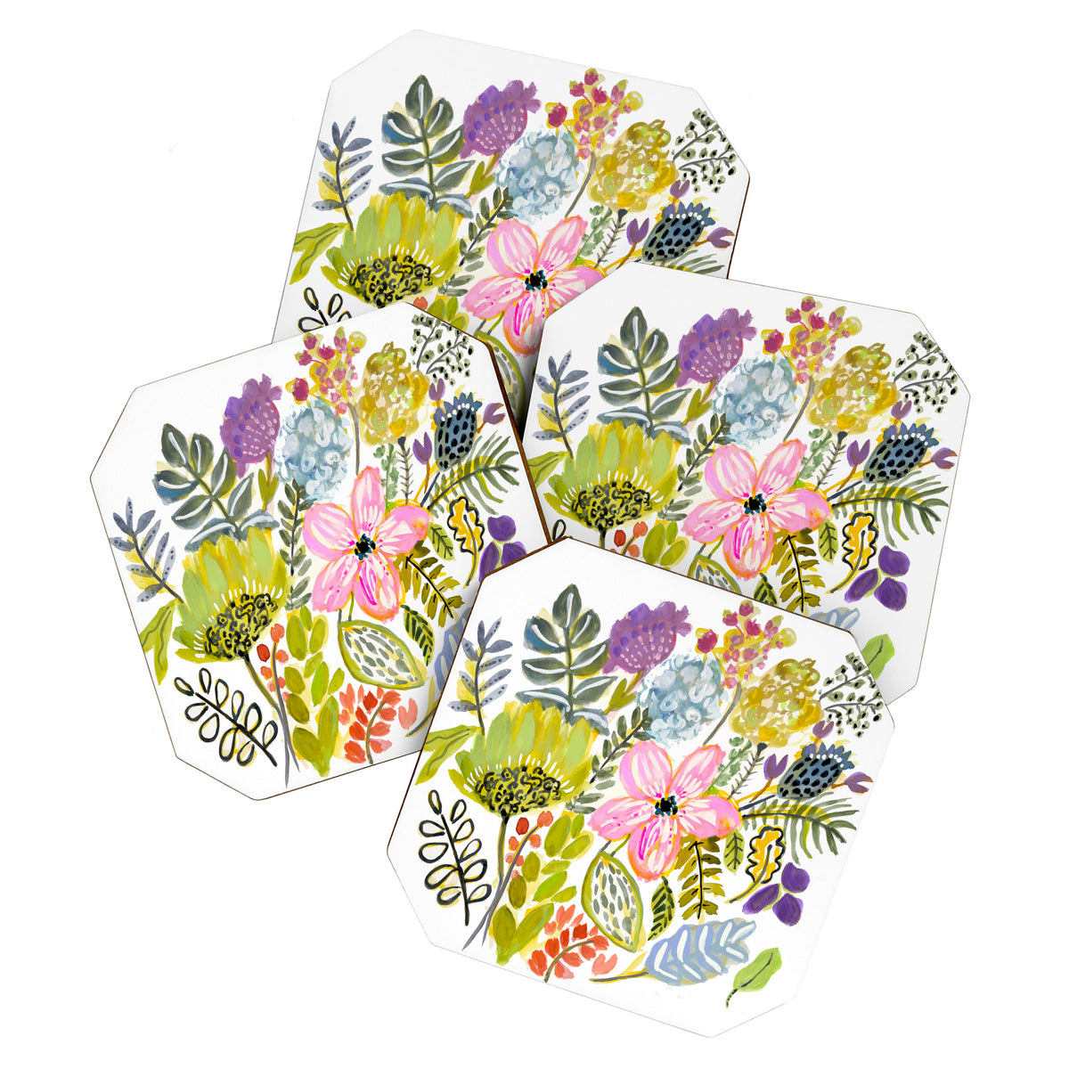 Colorful Flowers Watercolor Coaster Gallery Image 1