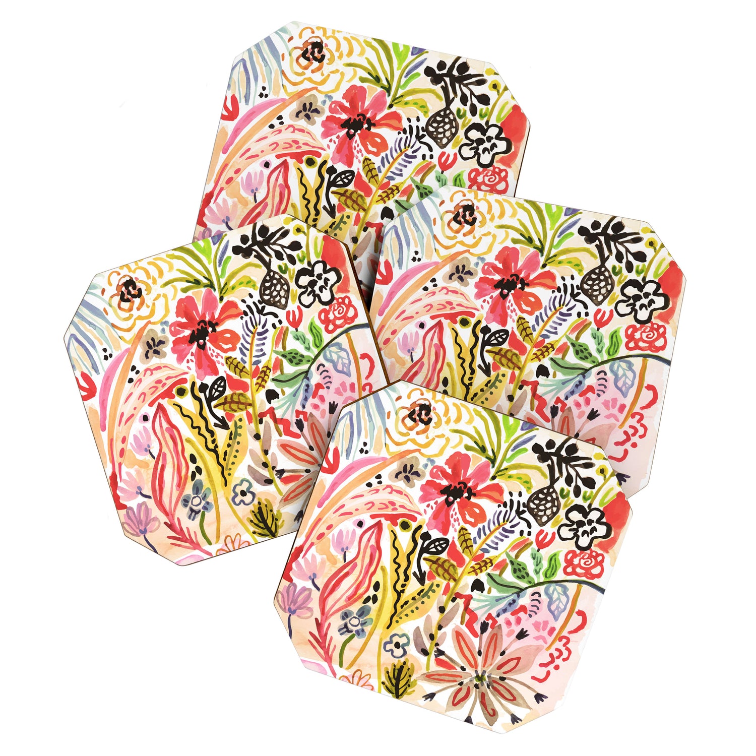 Karen Fields Flower Abstract Illustration Coaster Gallery Image 1