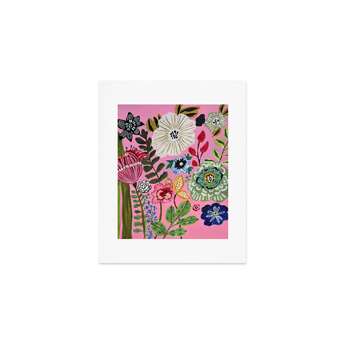 Pink Garden Flowers Art Print Gallery Image 1