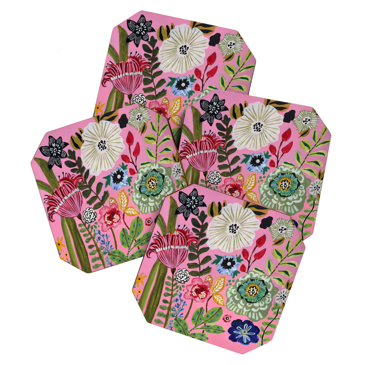 Pink Garden Flowers Coaster Gallery Image 1