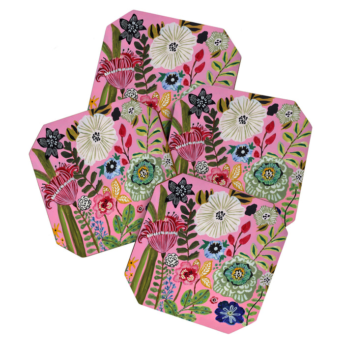Pink Garden Flowers Coaster Gallery Image 1