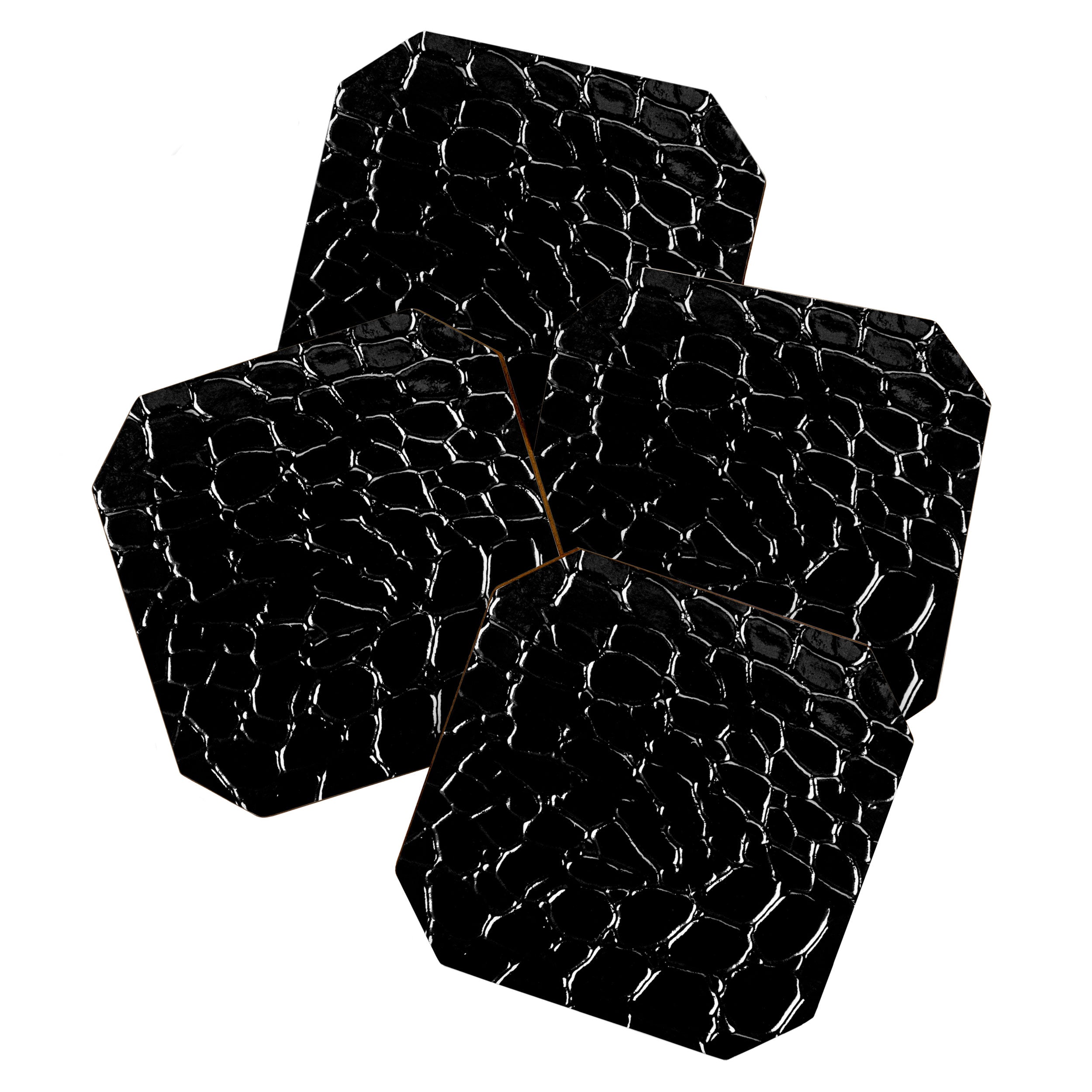 Exotic Black Crocodile Patent Leather Coaster Gallery Image 1