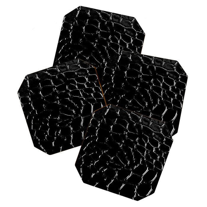 Exotic Black Crocodile Patent Leather Coaster Gallery Image 1