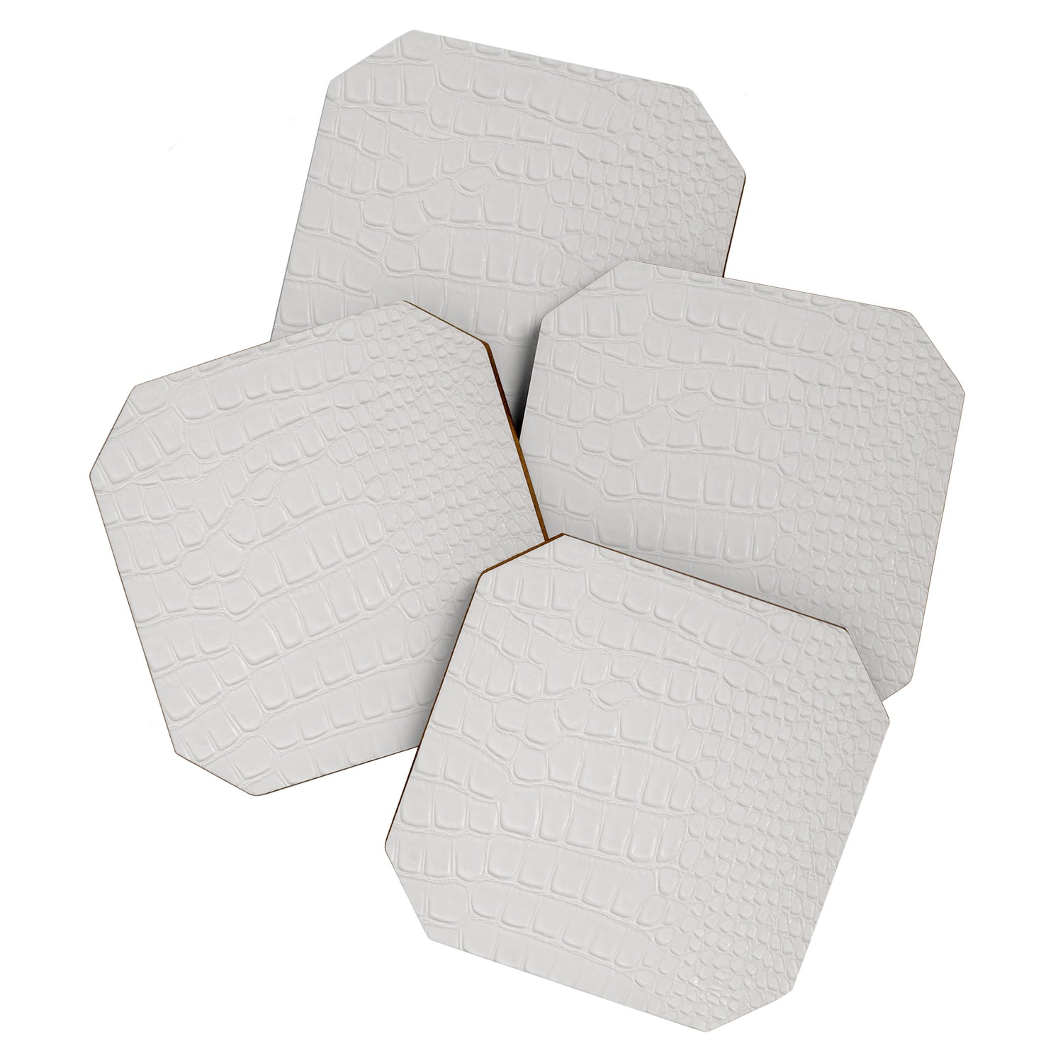 White Crocodile Leather Coaster Gallery Image 1