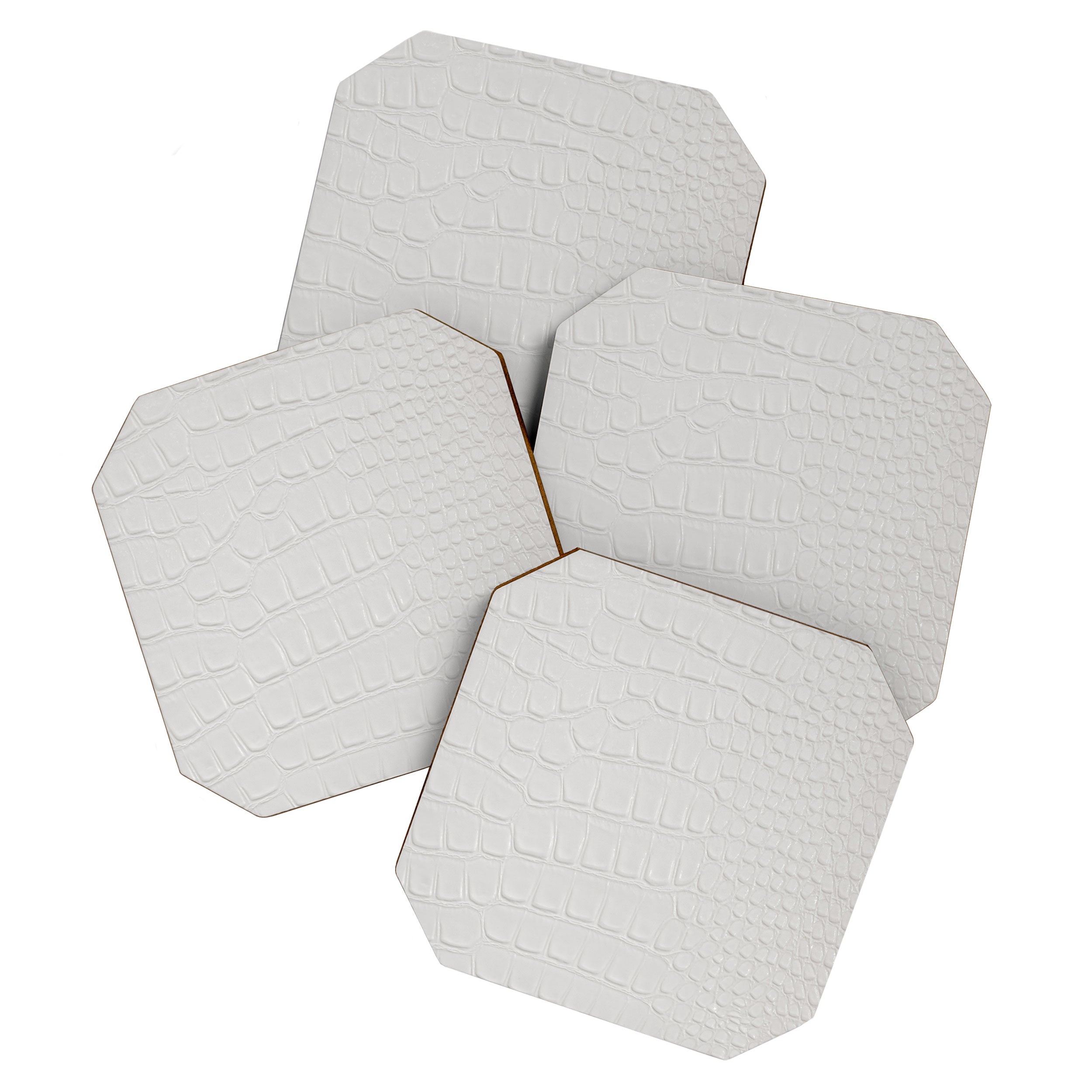 White Crocodile Leather Coaster Gallery Image 1
